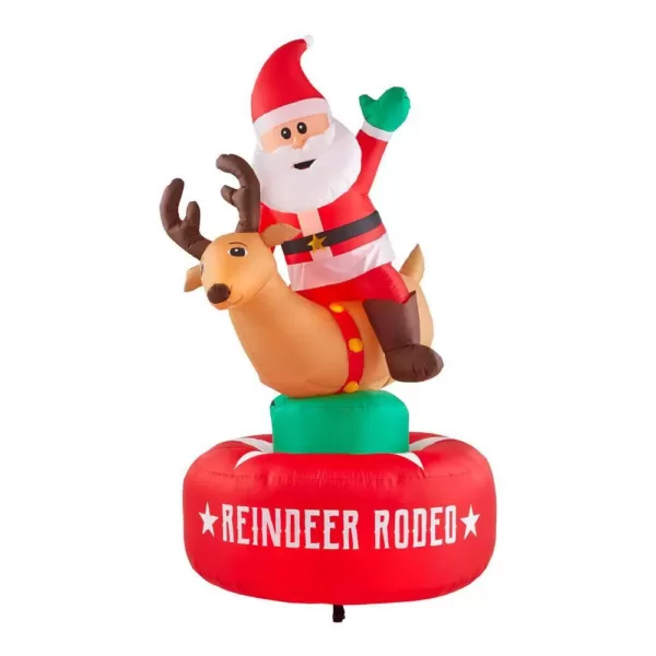 Airblown 6.5 ft. Animated Inflatable Santa and Reindeer Rodeo Scene