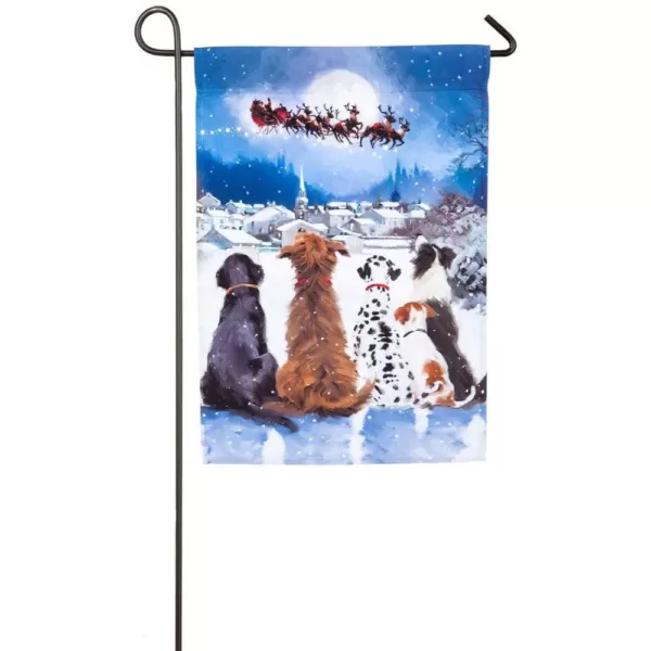 Evergreen 18 in. x 12.5 in. Christmas Dogs Garden Satin Flag