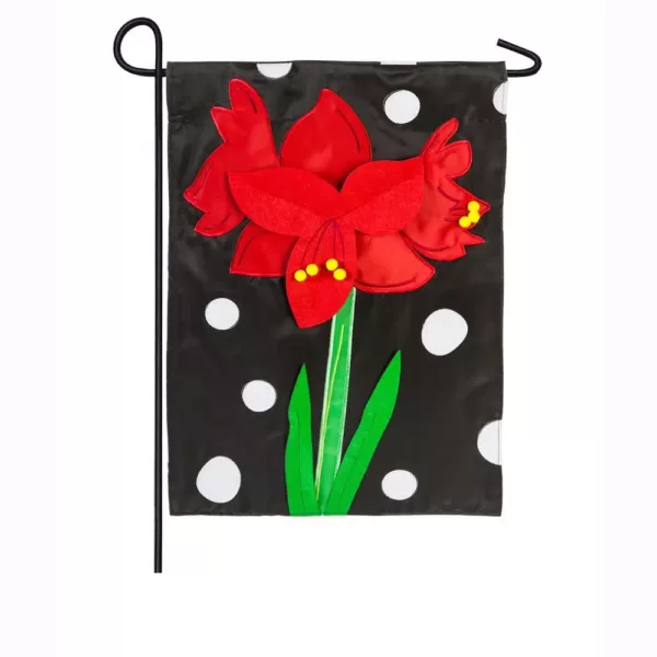 Evergreen 18 in. x 12.5 in. Polka Dot Amaryllis Garden Applique Flag