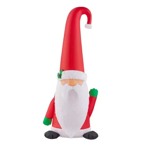 Home Accents Holiday 5 ft. Inflatable Fuzzy Plush Gnome with Curved Hat