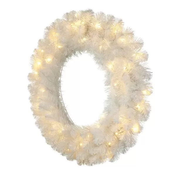 Home Accents Holiday 30 in. Uptown Pre-Lit LED Artificial Christmas Wreath with 136 Tips and 50 Warm White Micro Dot Lights