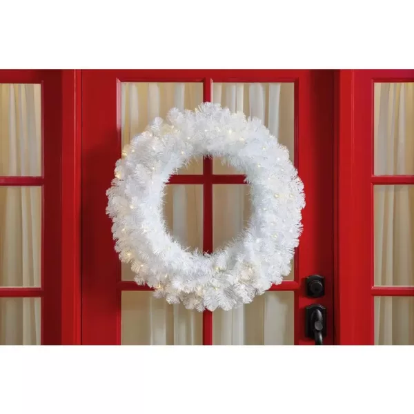 Home Accents Holiday 30 in. Uptown Pre-Lit LED Artificial Christmas Wreath with 136 Tips and 50 Warm White Micro Dot Lights