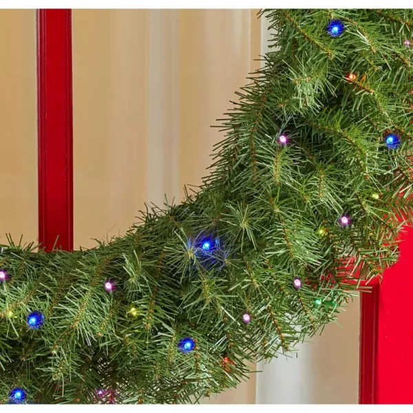 Home Accents Holiday 32 in. Norwood Fir Artificial Wreath with Multi-LED Light