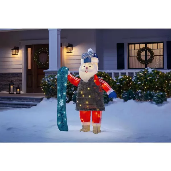 Home Accents Holiday 4 ft Yuletide Lane LED Santa with Snowboard